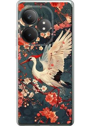 Чехол на realme gt neo6 se сакура и аист из силикона fch_0154676