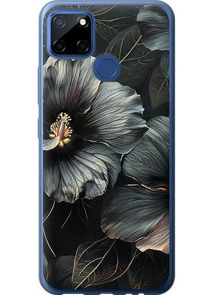 Чехол на realme cxiaomi 12 черные цветы из пластика fch_0154550