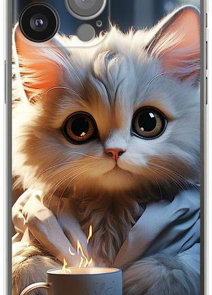 Чехол на iphone 13 pro max white cat из силикона fch_0153749