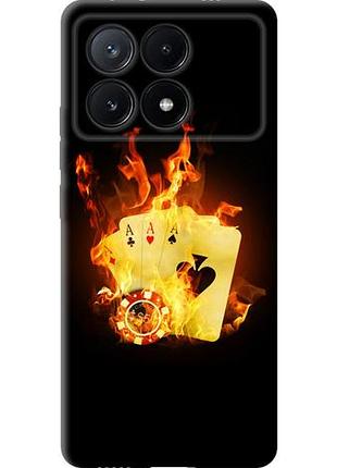 Чехол на xiaomi poco x6 pro горящие карты из силикона fch_0155722