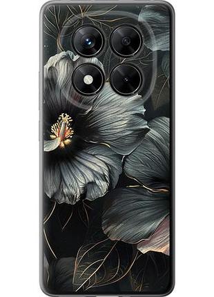 Чехол на xiaomi redmi note 14 pro 5g черные цветы из силикона fch_0154541