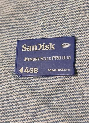 Карта памяти 4 гб sandisk 4.92/13.2 memory stick pro duo memorystick сандиск синий мемористик psp
