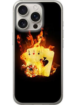 Чехол на iphone 16 pro горящие карты из силикона fch_0145633
