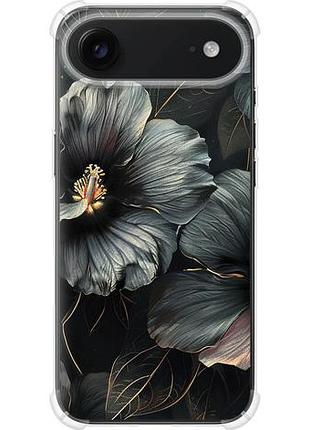 Чехол на iphone 17 air черные цветы из силикона fch_0154576