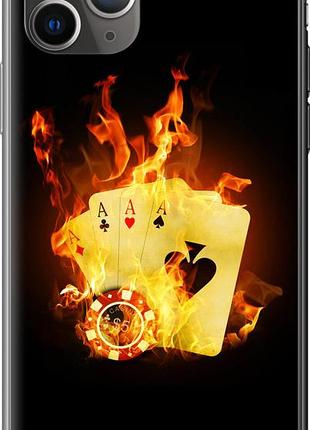 Чехол на iphone 11 pro max горящие карты из пластика fch_0155632