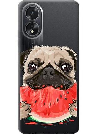 Чехол на oppo a38 4g мопс и арбуз из силикона fch_0154778