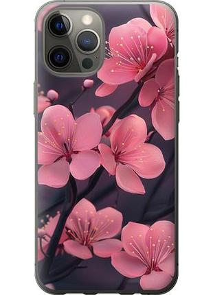 Чехол на iphone 12 pro max пурпурная сакура из пластика fch_0149988