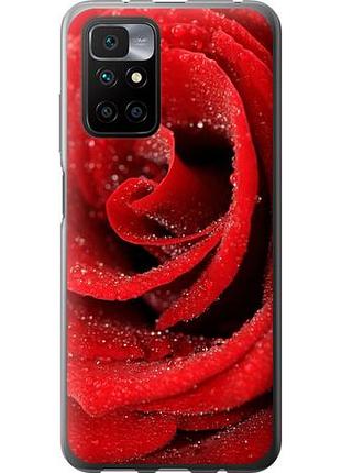 Чехол на xiaomi redmi 10 красная роза из силикона fch_0009186