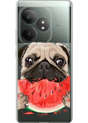 Чехол на realme gt neo6 мопс и арбуз из силикона fch_0154799