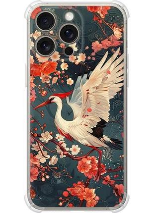Чехол на iphone 15 pro max сакура и аист из силикона fch_0154707