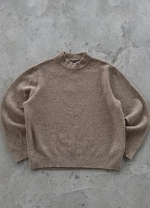 Свитер uniqlo бежевый шерстяной мужской теплый базовый плотная шерсть размер xl оверсайз премиум качество под горло