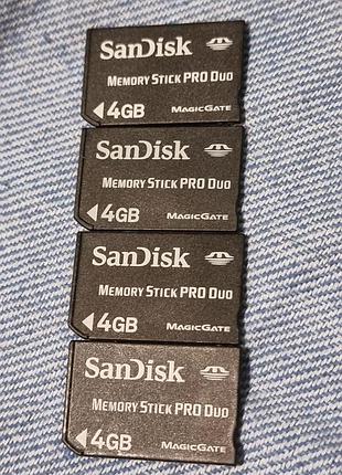 Карта памяти 4 гб sandisk 3.78-5.23/12.8-17.6 memory stick pro duo memorystick mark2 сандиск мемористик psp