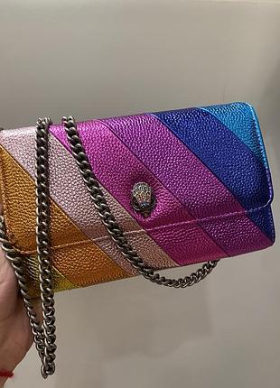 Кожаная сумка-клатч kurt geiger london kensington rainbow stripe wallet on chain (оригинал)