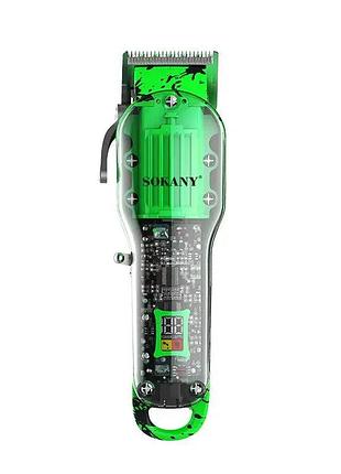 Машинка для стрижки волос sokany аккумуляторная с 8 насадками зелёный sk-lf-9970 nai