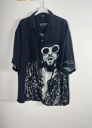 Сорочка  теніска віскоза в принт kurt cobain
