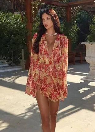 ⭐⭐⭐⭐⭐ 
яскрава літня шифонова міні сукня з воланами і рюшами 🌸 a269