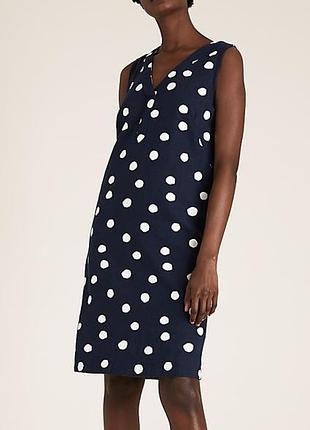 Льняне плаття / сукня у горох marks & spencer (polka dot) льон, віскоза