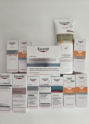 Набір нічний крем проти зморшок з гіалуроновою кислотою eucerin hyaluron filler 3x effect та крем для рук проти вікових та пігментних плям eucerin