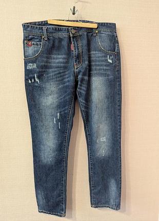 Джинсы dsquared2 мужские синие, размер 38, прямой крой