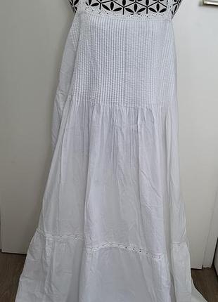🌸🌿🕊 ... невероятное белое хлопковое платье макси h&amp;m в стиле boho / летающее платье с кружевом р.48 - 50... 🕊🌿🌸