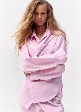 Смугаста поплінова сорочка оверсайз zara