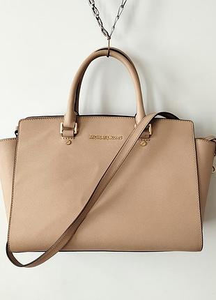 Женская кожаная сумка michael kors selma medium satchel