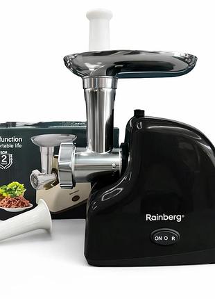 Мясорубка электрическая rainberg rb-2319 с системой реверса насадка куббе 3000вт black