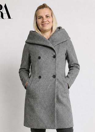 Пальто zara basic, сіре, розмір s