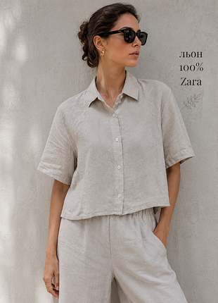 Жіноча укорочена сорочка з льону 100% zara
