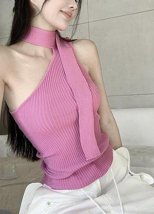 Топ в рабчик на одне плече з шарфом zara