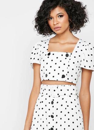 Актуальний трендовий топ на ґудзиках у горошок plus size topshop uk 12-14 l-xl хл 🔥🔥🔥