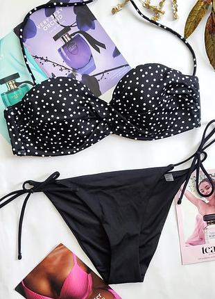 Victoria's secret s m 36 38 75c 34c 80b 36b купальник бандо на завязках оригинал