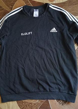 Черный свитшот adidas 3-stripes (оригинал) с принтом gūdlift