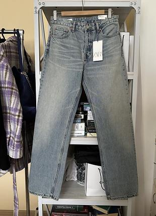Рівні прямі джинси zara блакитні