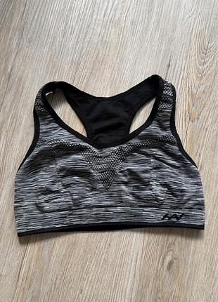 Безшовний спортивний топ h&m sport меланж сіро-чорний омбре