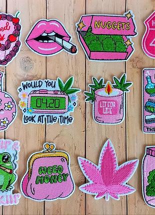Термонашивки 420, high vibes, weed style