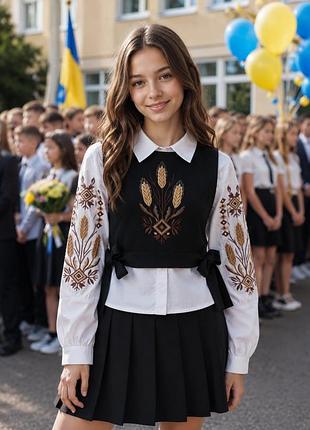 Вышитая рубашка с жилеткой