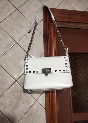 Стильна жіноча сумка крос-боді в стилі rockstud (натуральна шкіра )