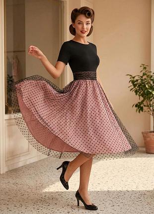 Ретро стиль 50-х 🖤 сукня odizli vintage rockabilly 🌹 коктейльна сукня міді 👗 пишна сукня в горошок одрі хепберн