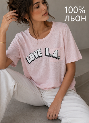 Футболка 81hours 100% льон принт "люблю лос-анджелес" нова