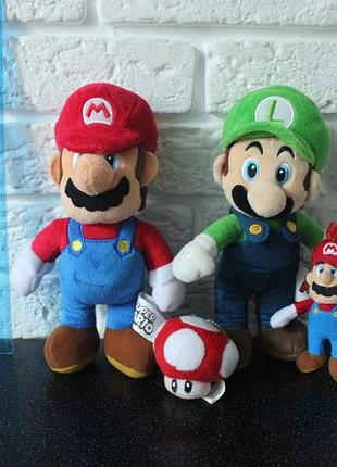 Лот іграшок супер маріо (super mario), луїджі з маріо, брелок маріо і грибок