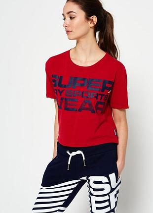 Яркая кроп-футболка superdry sport original, размер xs (можно на s)
