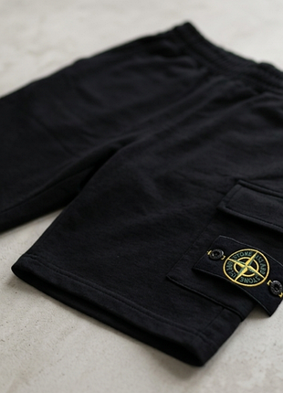 Шорти stone island карго чоловічі чорні | 46–54