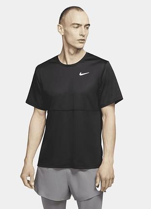 Спортивна футболка nike running breathe run dri-fit чорна m-l