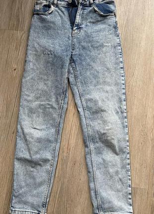Джинси облягаючі мом house (house/denim) з високою посадкою (світло-блакитний варений денім)