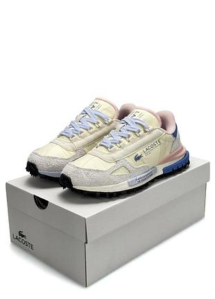 Женские кроссовки lacoste elite active beige blue pink