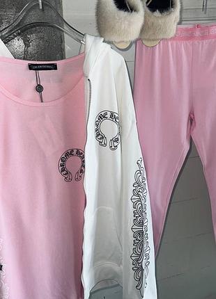 Лосини chrome hearts рожеві