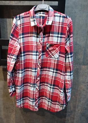 Женская удлиненная рубашка barbour в клетку красная eur 36 u9 10