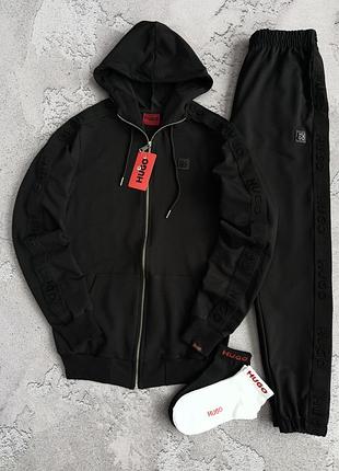 Костюм спортивный мужской соп худи черный hg black! спортивный костюм мужественный чёрный зип худи hg! материал двухнитка! размеры s-2xl!