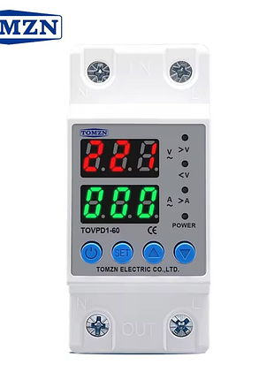 Реле напряжения ,напруги ,и тока tomzn 220в, 60а, 2din, tovpd1-40